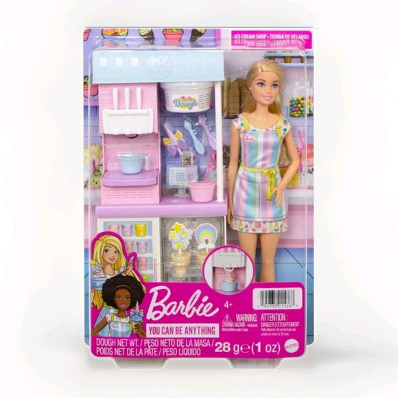 Barbie Careers Ice Cream Shop Playset with Blonde Doll, Ice Cream Machine New!! - Picture 7 of 12
